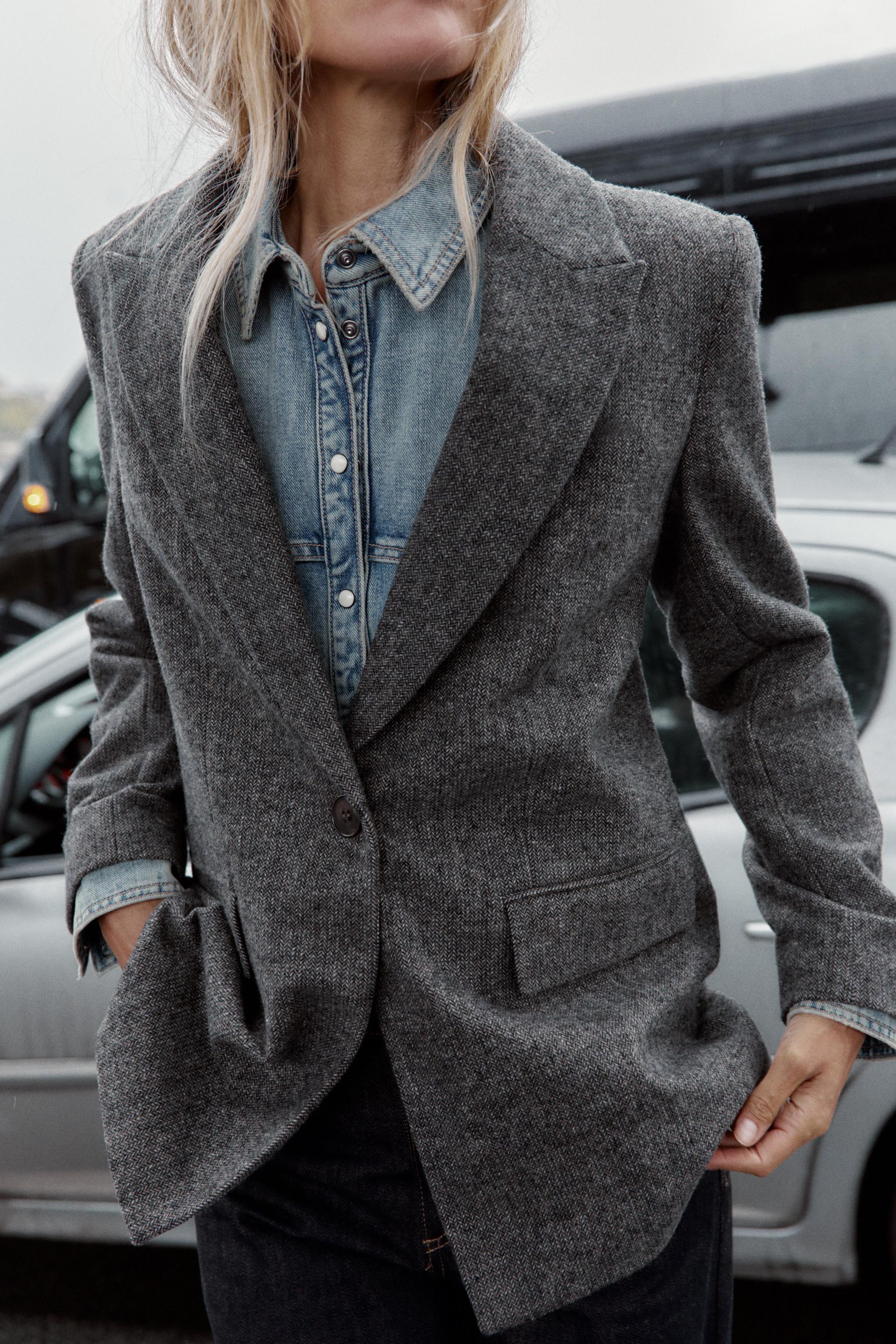 HERRINGBONE WOOL BLAZER